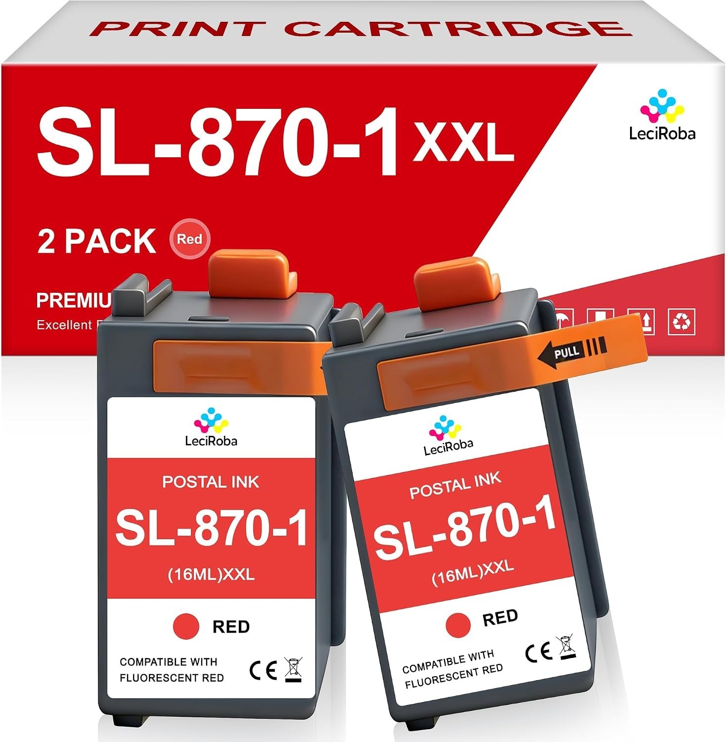 SL-870-1 XXL Red Ink Cartridge High Yield Combo Pack (2-Pack) Compatible Pitney
