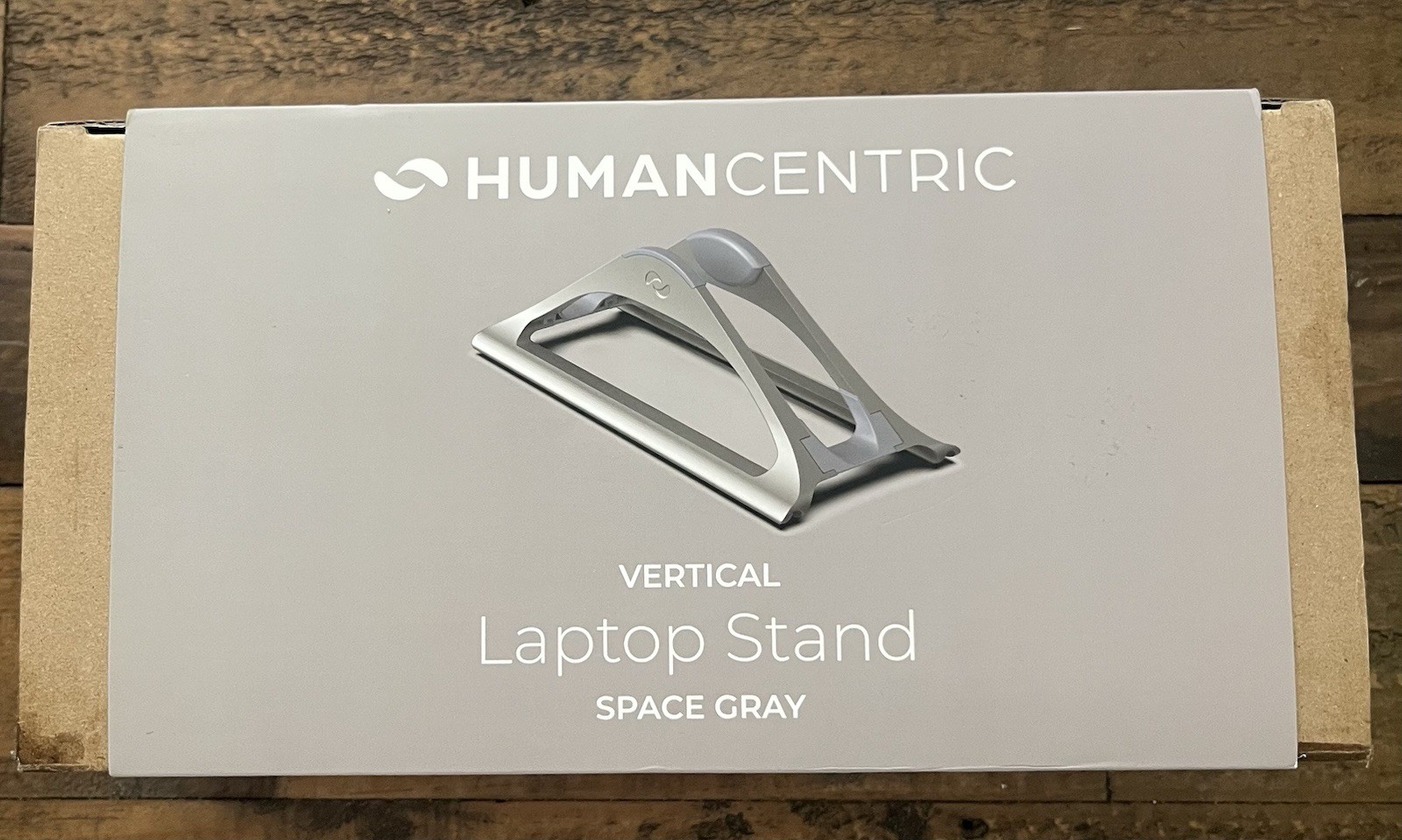 HumanCentric Vertical Laptop Stand for Desks in Space Gray Upright Adjustable