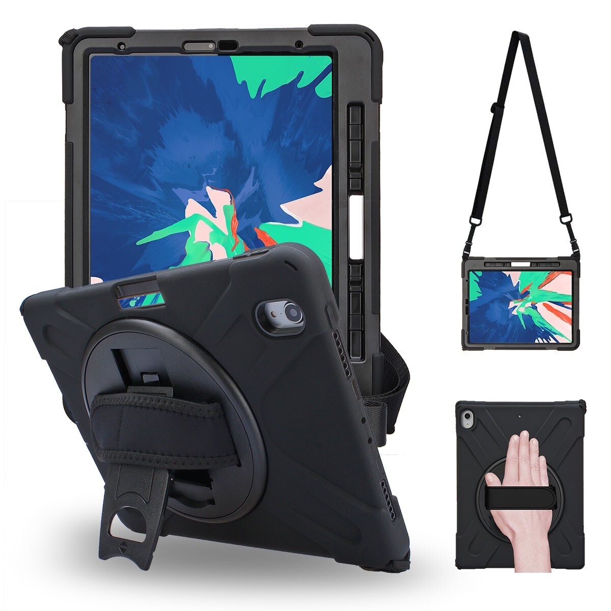 Tactical Grip Kickstand Shockproof Bumper Case for iPad A1980/A2013/A1934/A1979