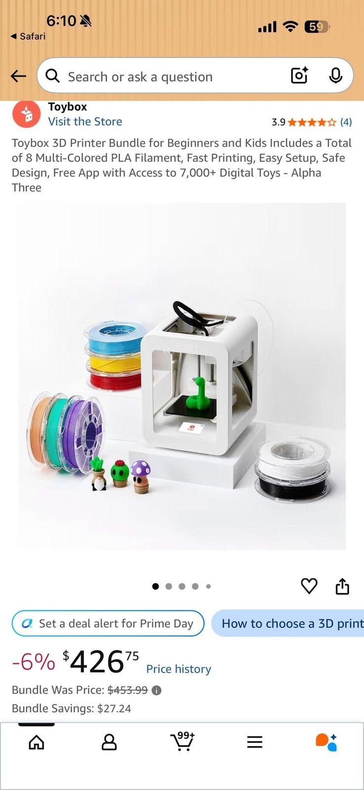 Toybox 3D Printer Bundle with Filament