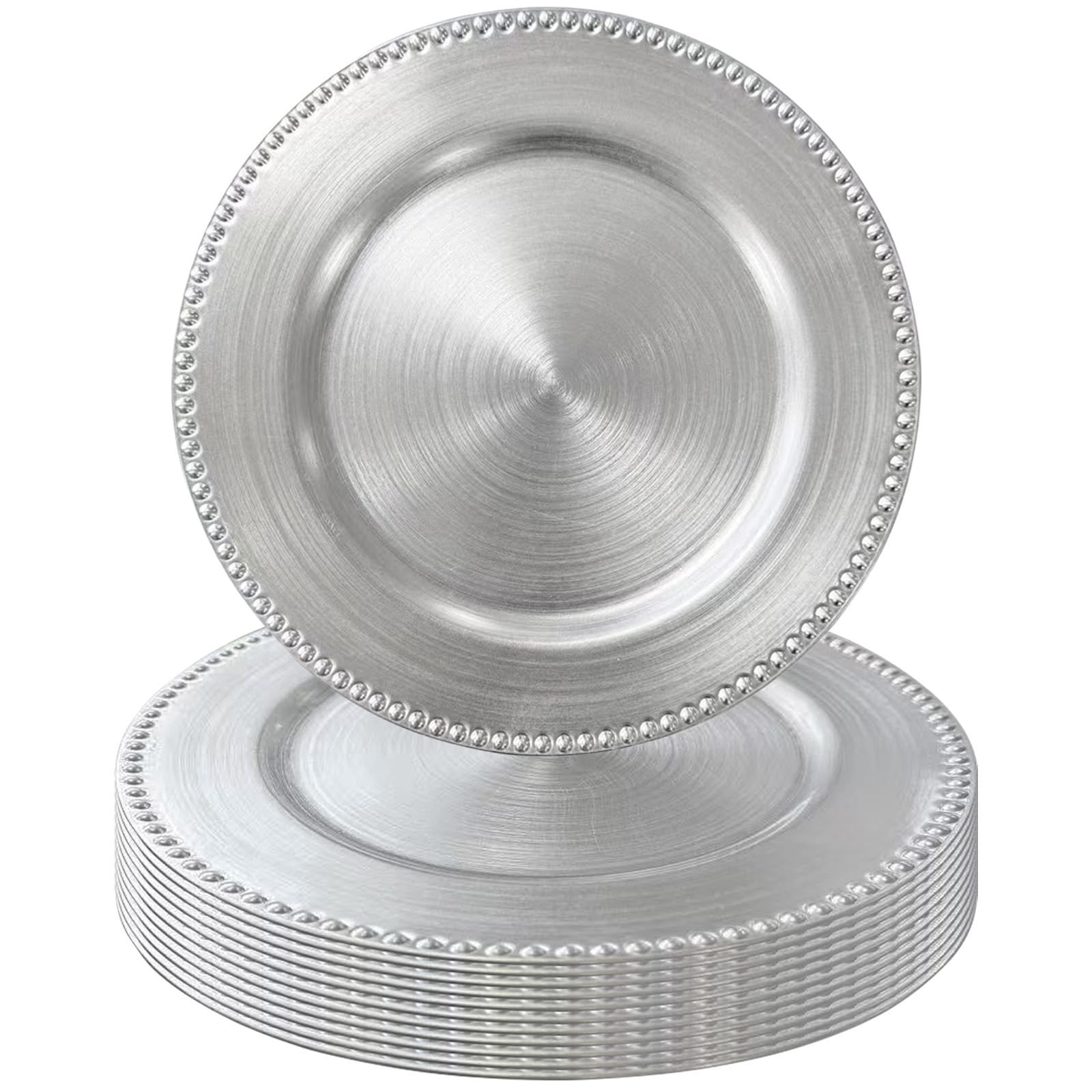 13" Silver Charger Plates 10 PACK,Silver Chargers for Weddings Christmas | Pl...