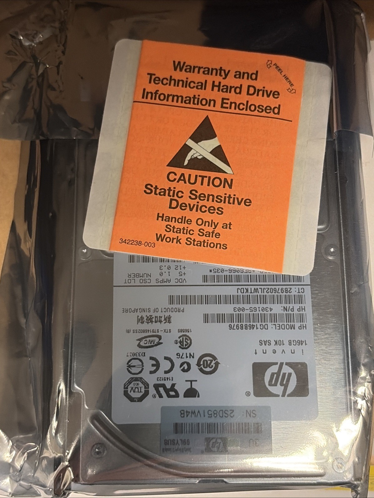 New Sealed HP DG146BB976 430165-003 146GB 10K 2.5" dual port sas hard drive