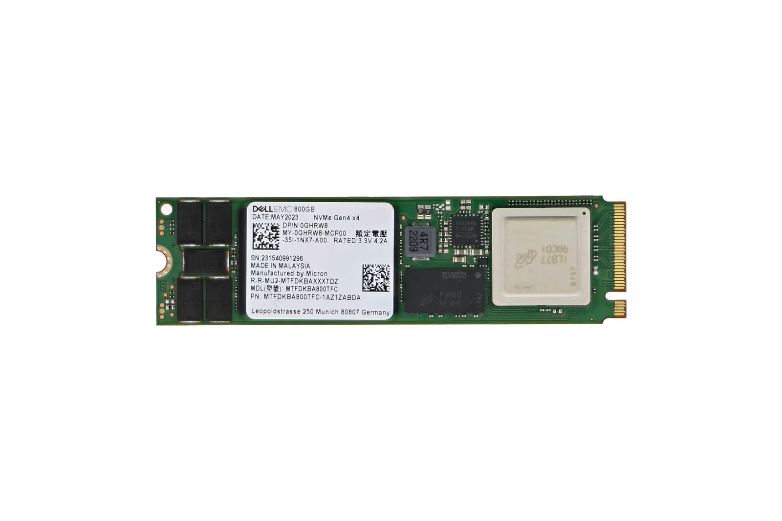 Hard drive Dell 800GB SSD NVMe PCIe 4.0 M.2 2280 GHRW8