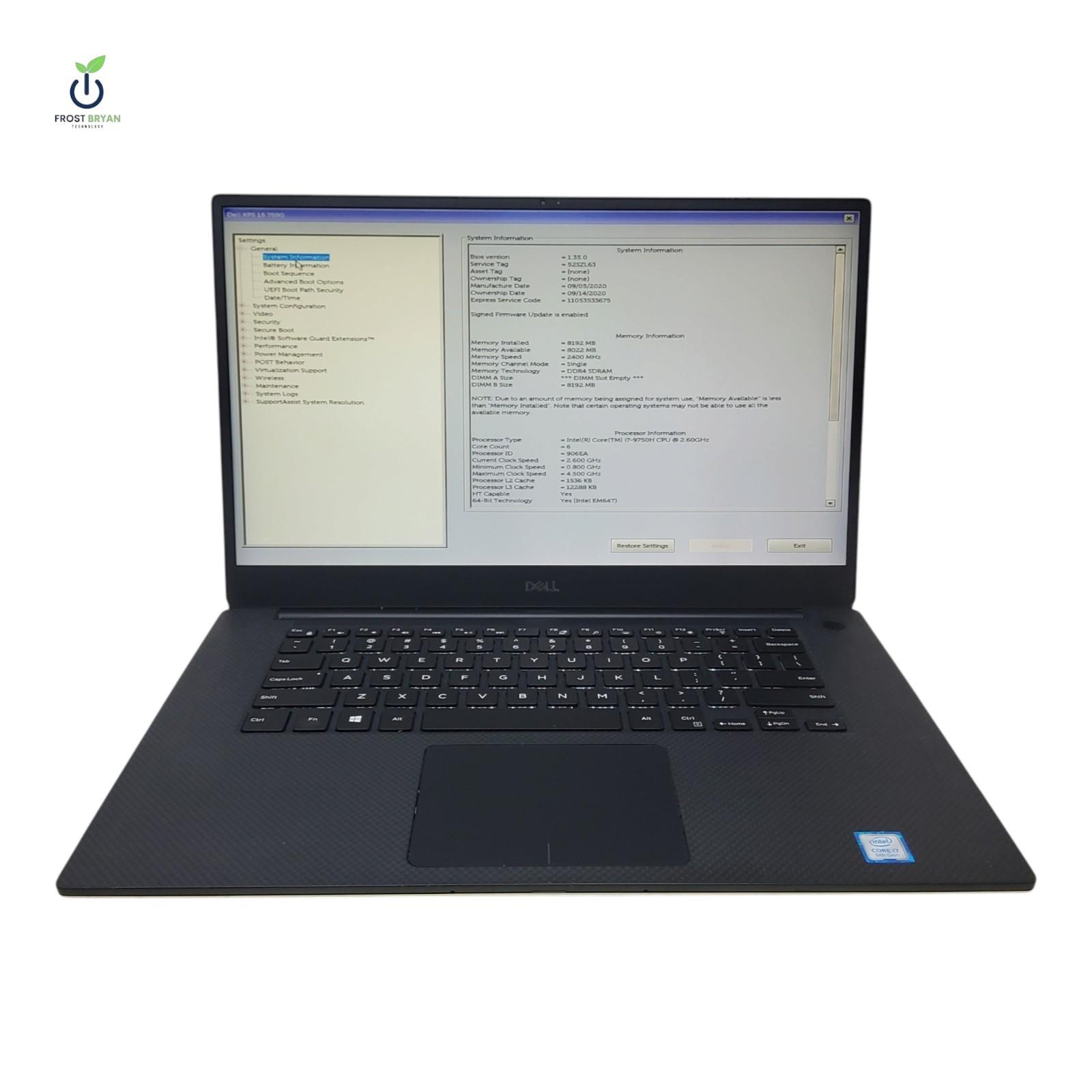 Dell XPS 15 7590 i7-9750H 8GB RAM No SSD No OS GTX 1650 4GB Grade D [DEFECTIVE]