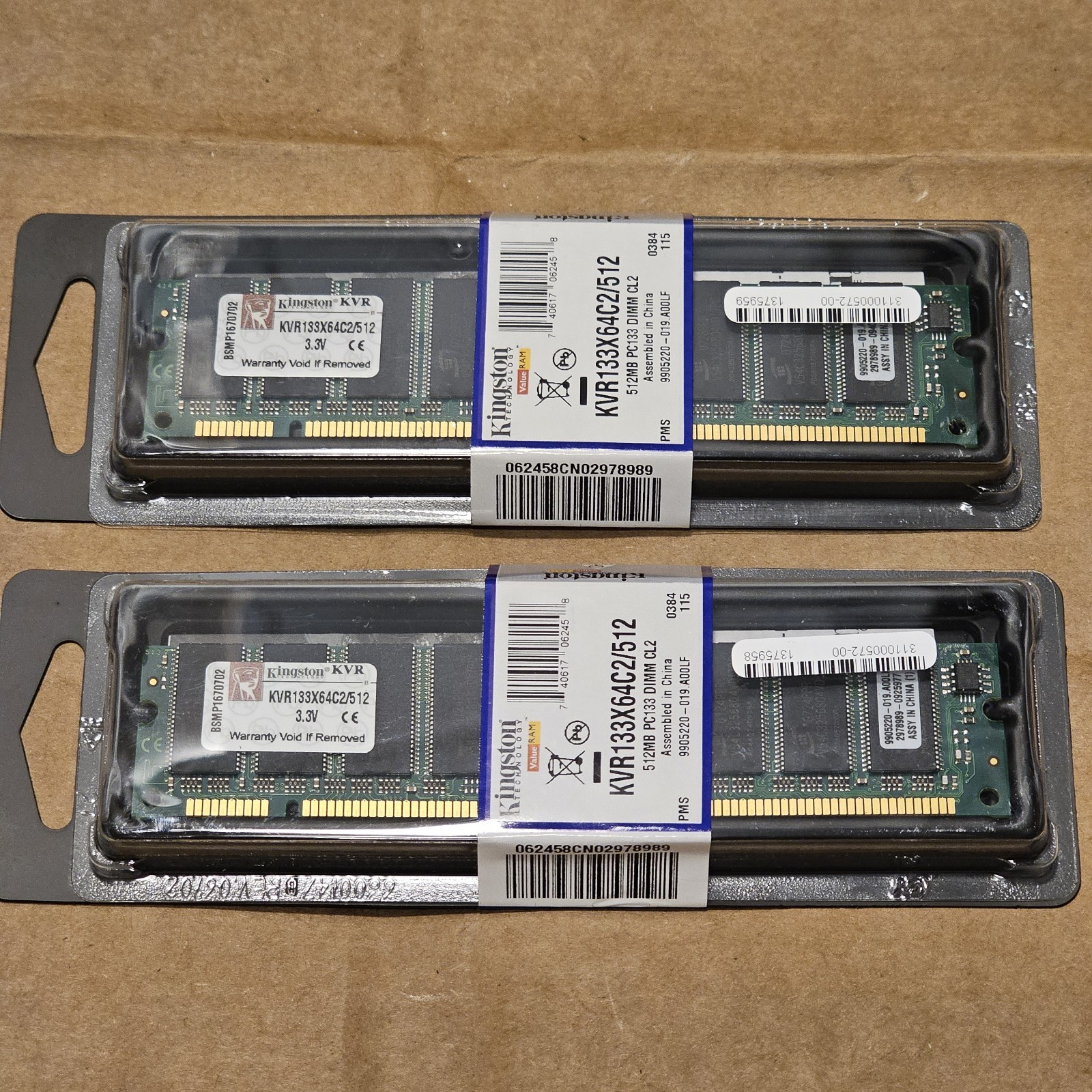 2x512MB (1GB) KVR133X64C2/512 PC133 CL2 Value RAM Kingston