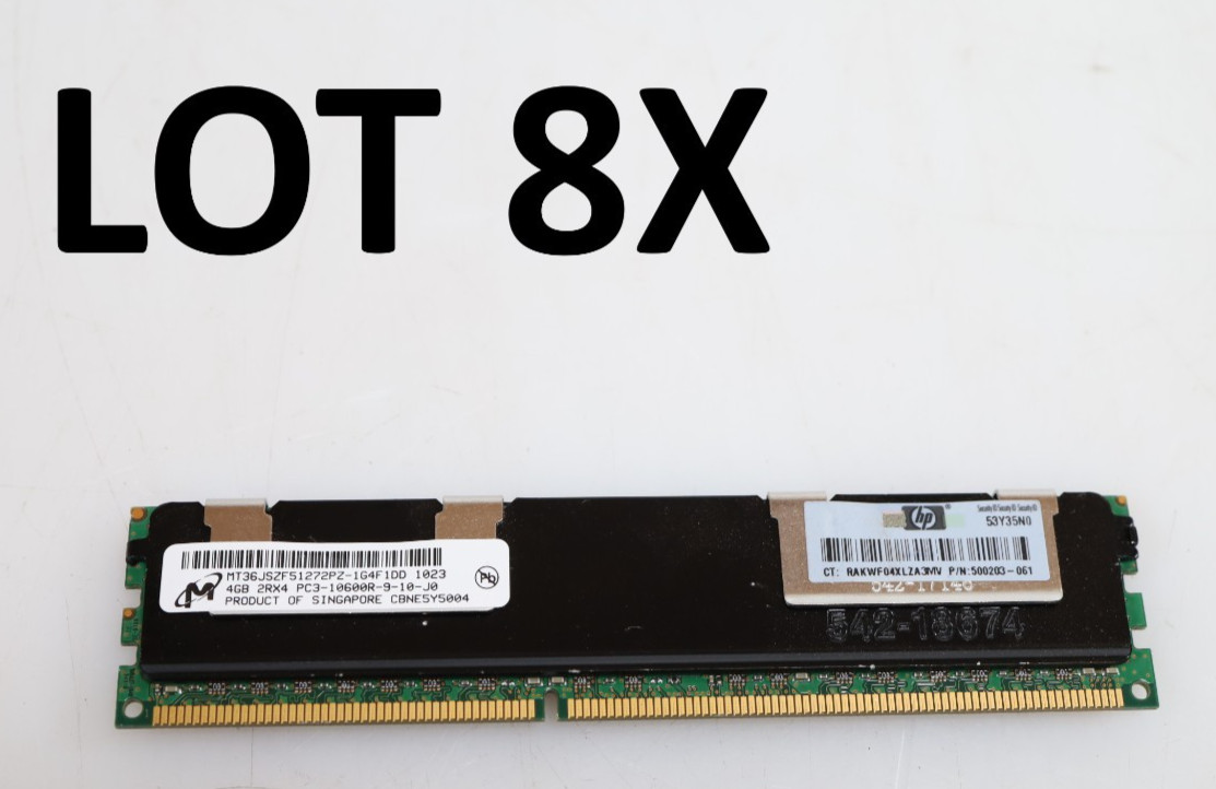 Lot 8x 4GB (32GB) Micron MT36JSZF51272PZ-1G4F1DD PC3-10600R Server Memory