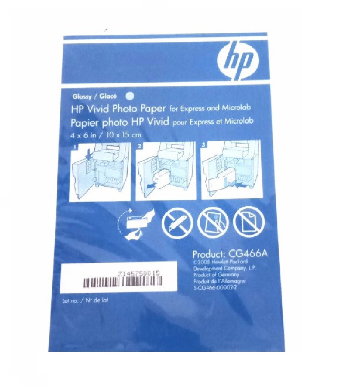 HP 4" x 6" Glossy Vivid Photo Paper 180 Sheets CG466A for Express, Microlab