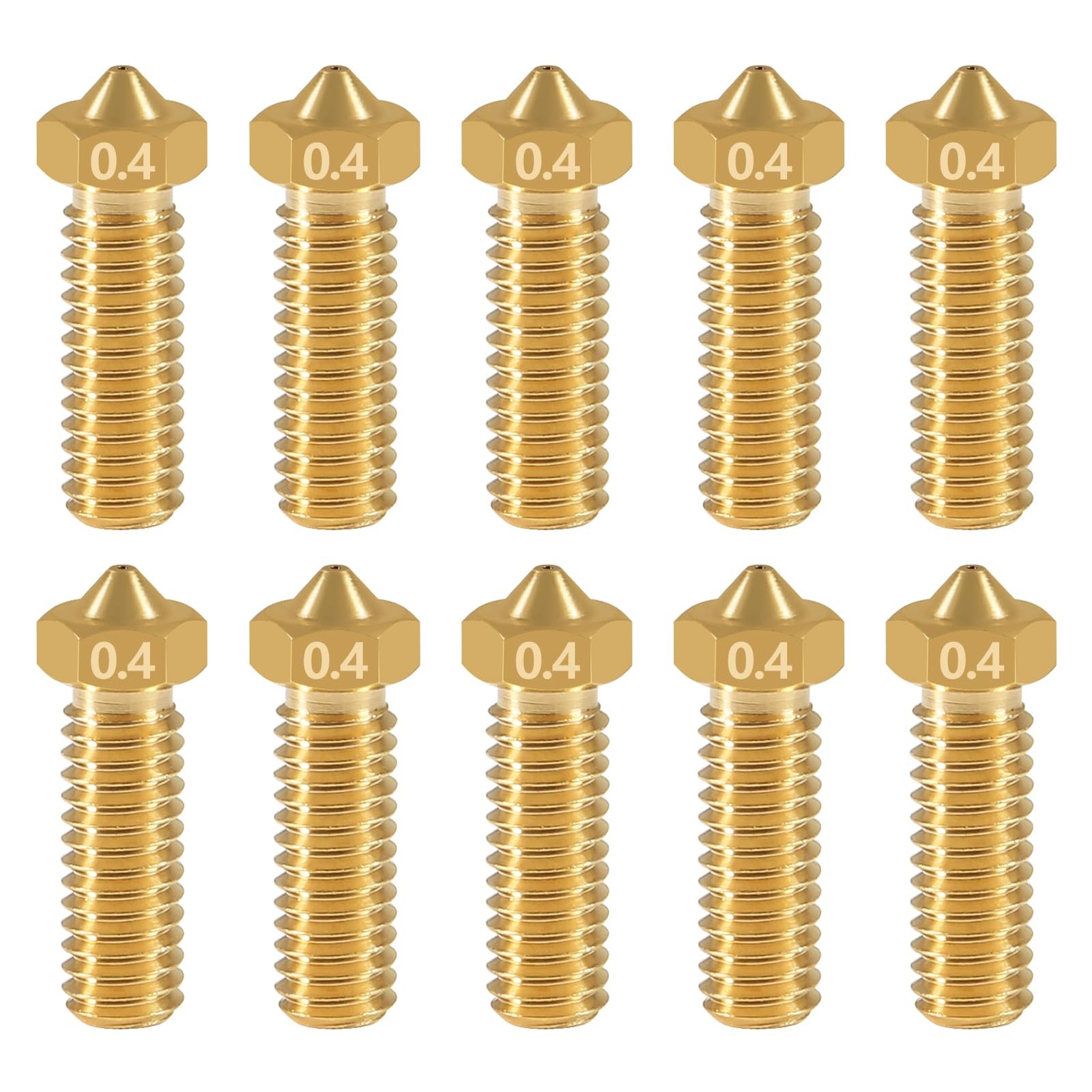 Aokin 3D Printer Brass Nozzle for Volcano Nozzle, 10 Pcs 10Pcs 0.4mm nozzles