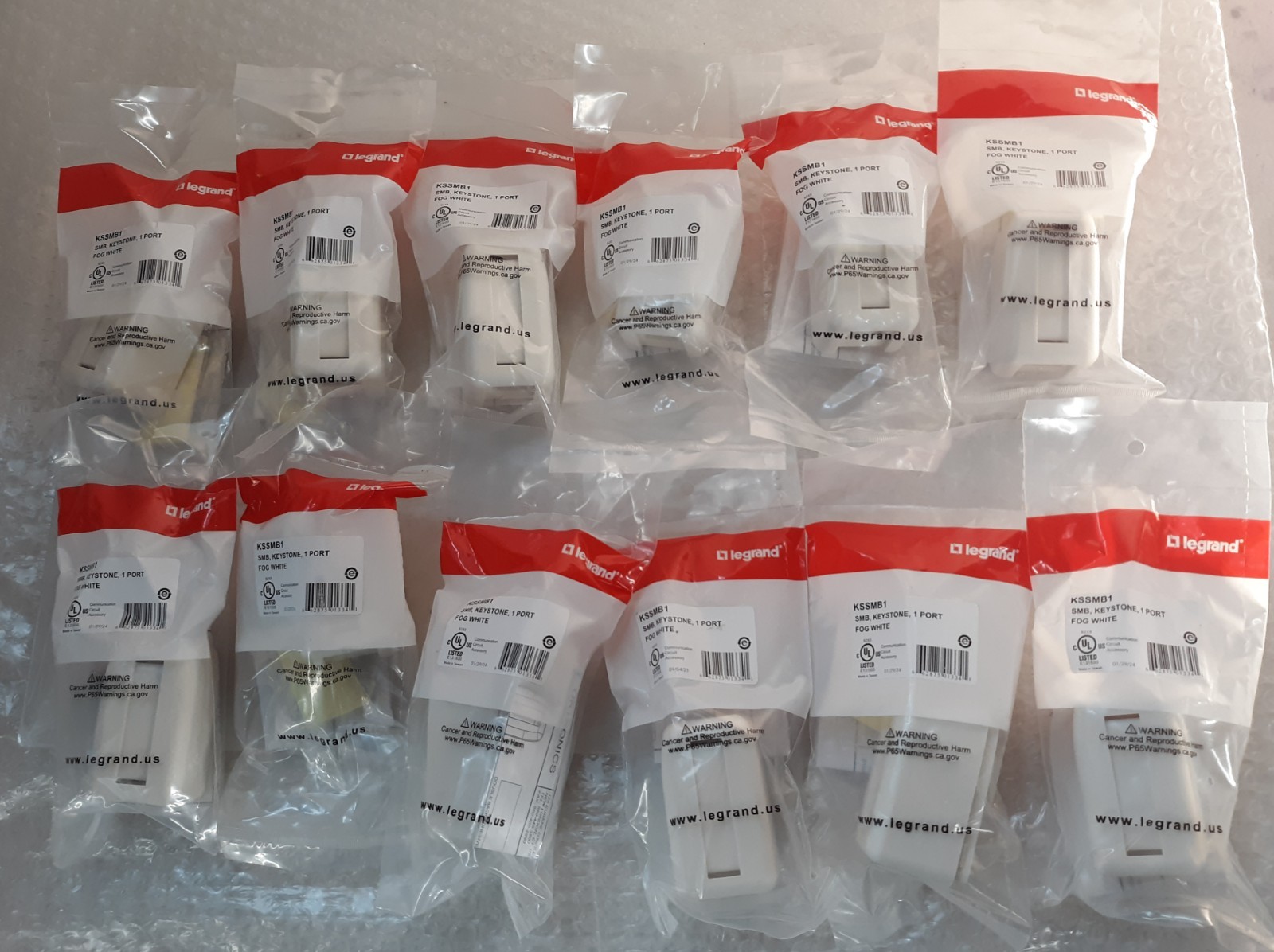 Lot of 12 Legrand KSSMB1 SMB Keystone 1-Port Fog White NEW *SEALED*