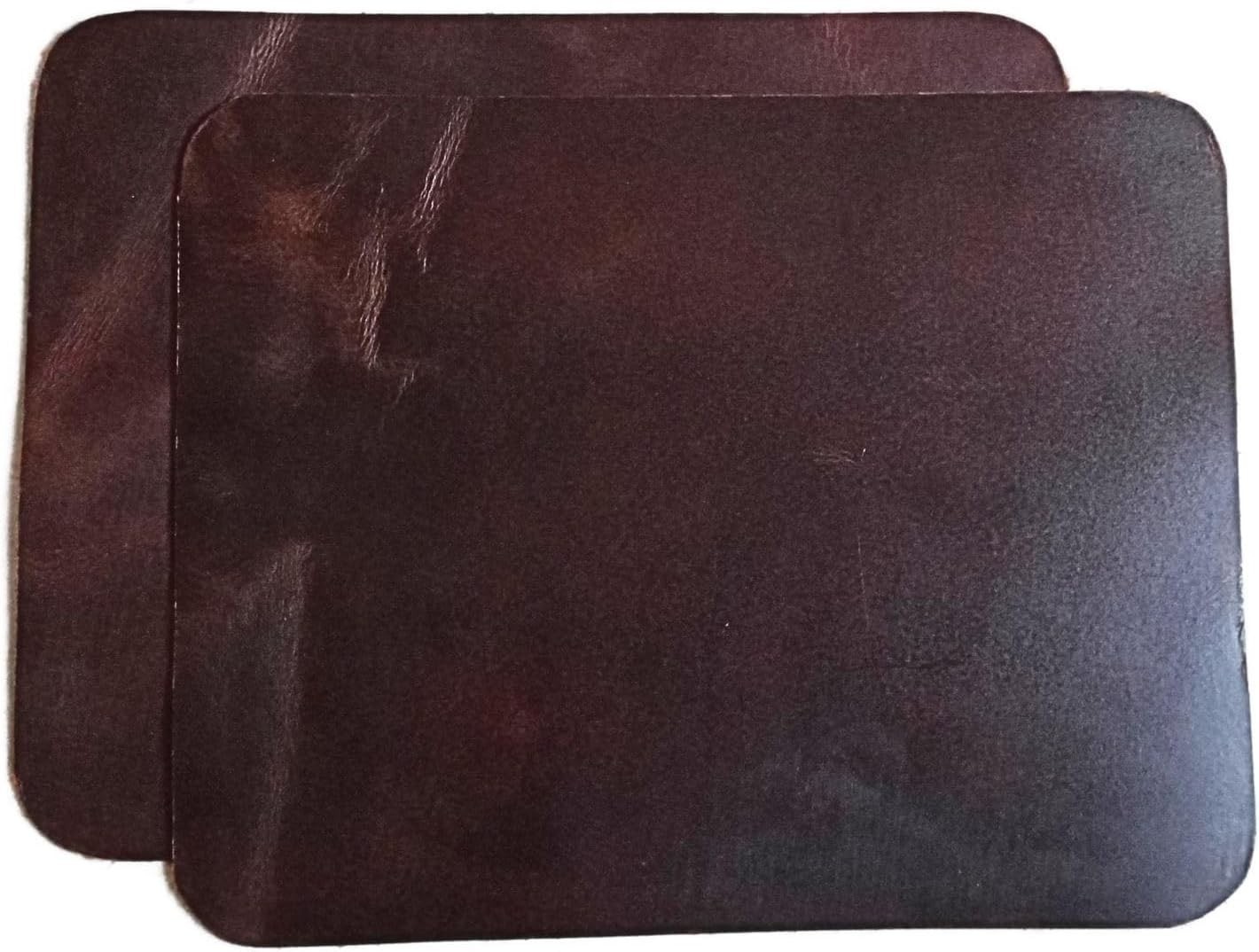 2 PCS 10x8 inch Walnut Brown Full Grain Real Leather Mouse Pads for Desk