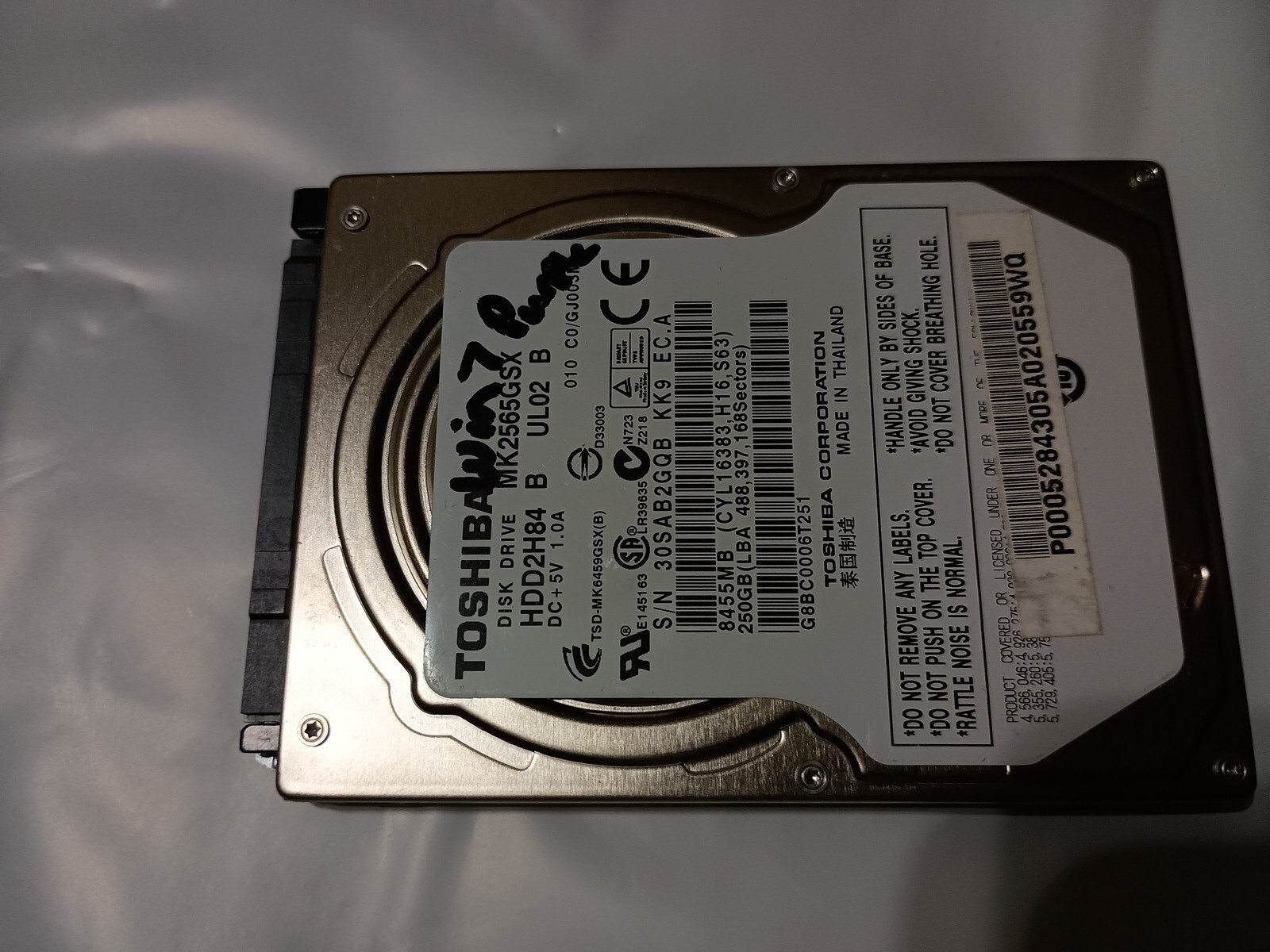 Toshiba 250GB Internal 5400RPM 2.5" (MK2565GSX) HDD
