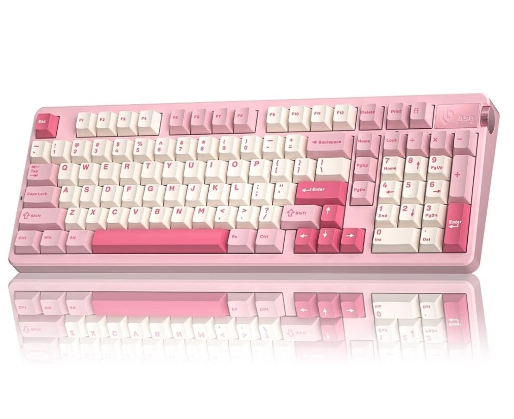 LEOBOG A98 Wireless Mechanical Pink Creamy Keyboard with Number Pad Knob96% 