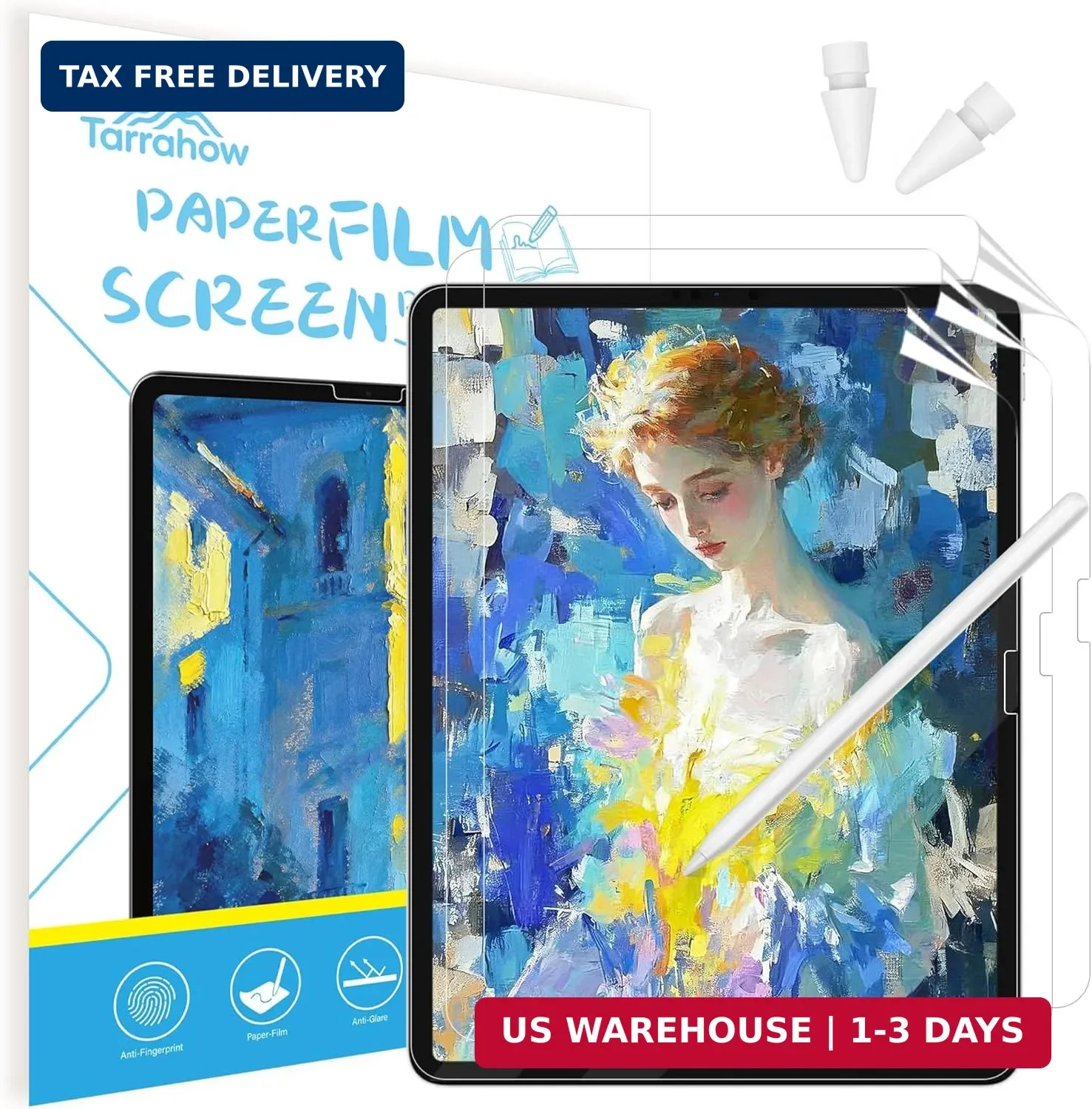 3 Pack Paper Screen Protector for iPad Air 13" M2-M4 2024-2026+2 Pencil Tip