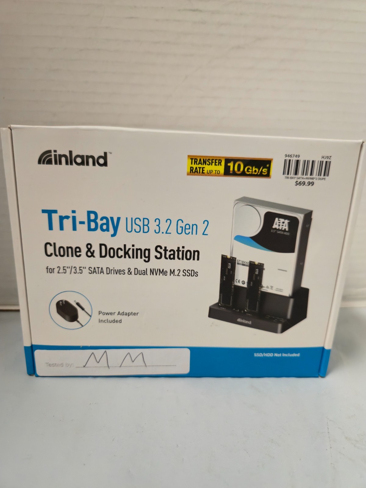 Inland Tri-Bay USB 3.2 Gen 2 Clone and Docking Station