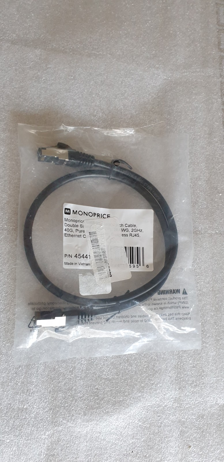 Monoprice Cat8 Double Shield RJ45 Ethernet Cable 28AWG - Black