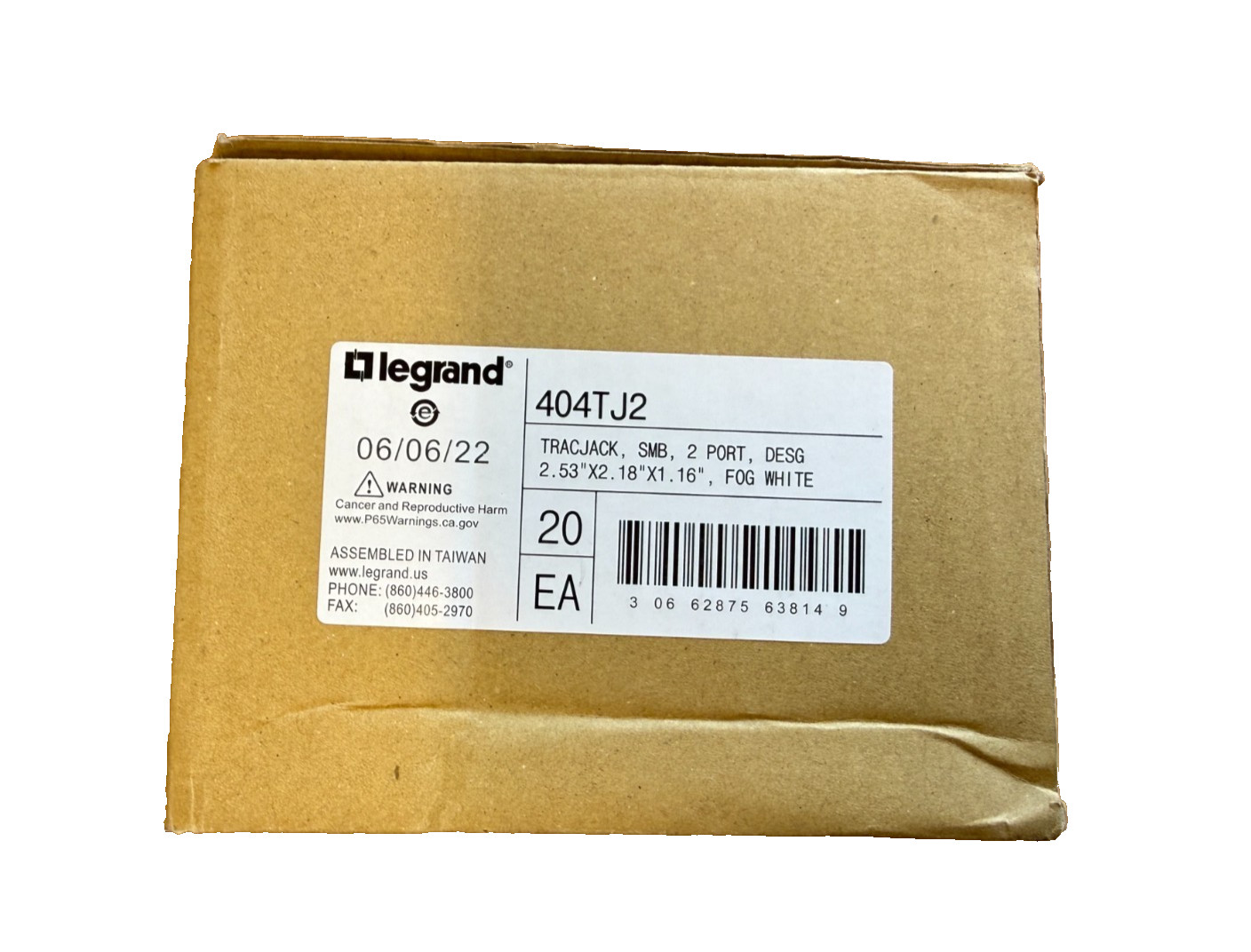 Legrand 404TJ2 SURFACE MOUNT BOX TWO TRACJACKS , W/ COVER, FOG WHITE QTY 20