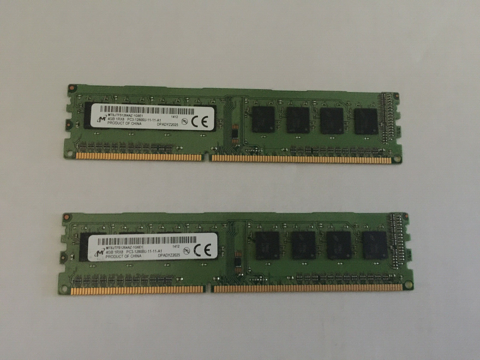 2 Micron 4G Memory RAM 4GB 1Rx8 PC3-12800U-11-11-A1 MT8JTF51264AZ-1G6E1 1412