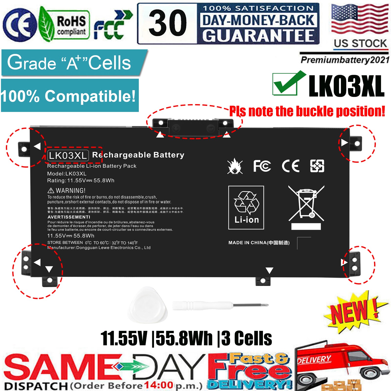 LK03XL Battery For HP ENVY X360 17M-AE111DX 15m-bp011dx 15m-cn0012dx 916814-855