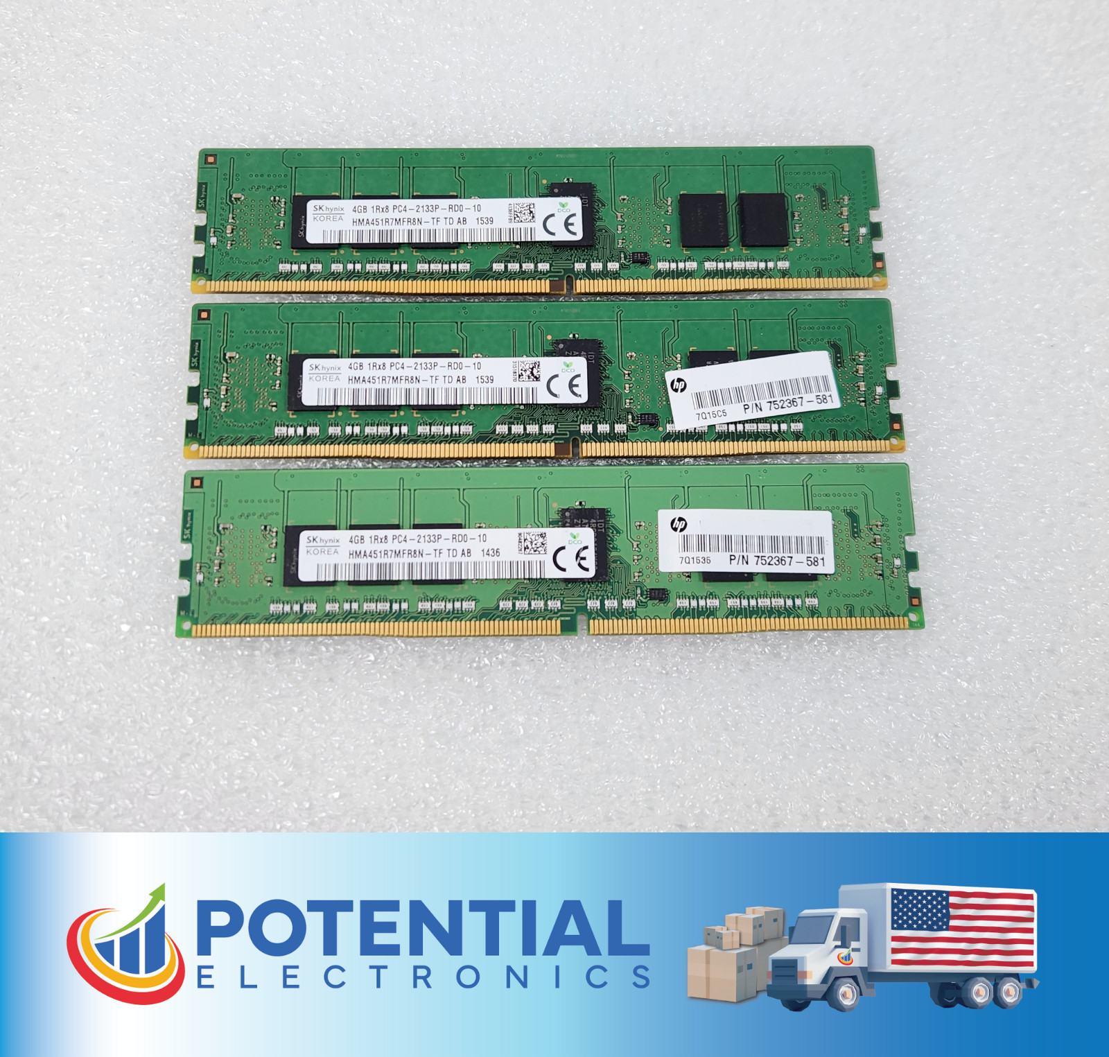 LOT OF 3 SK Hynix HMA451R7MFR8N-TF 12GB (3x4GB) 1Rx8 PC4-2133P Desktop Memory