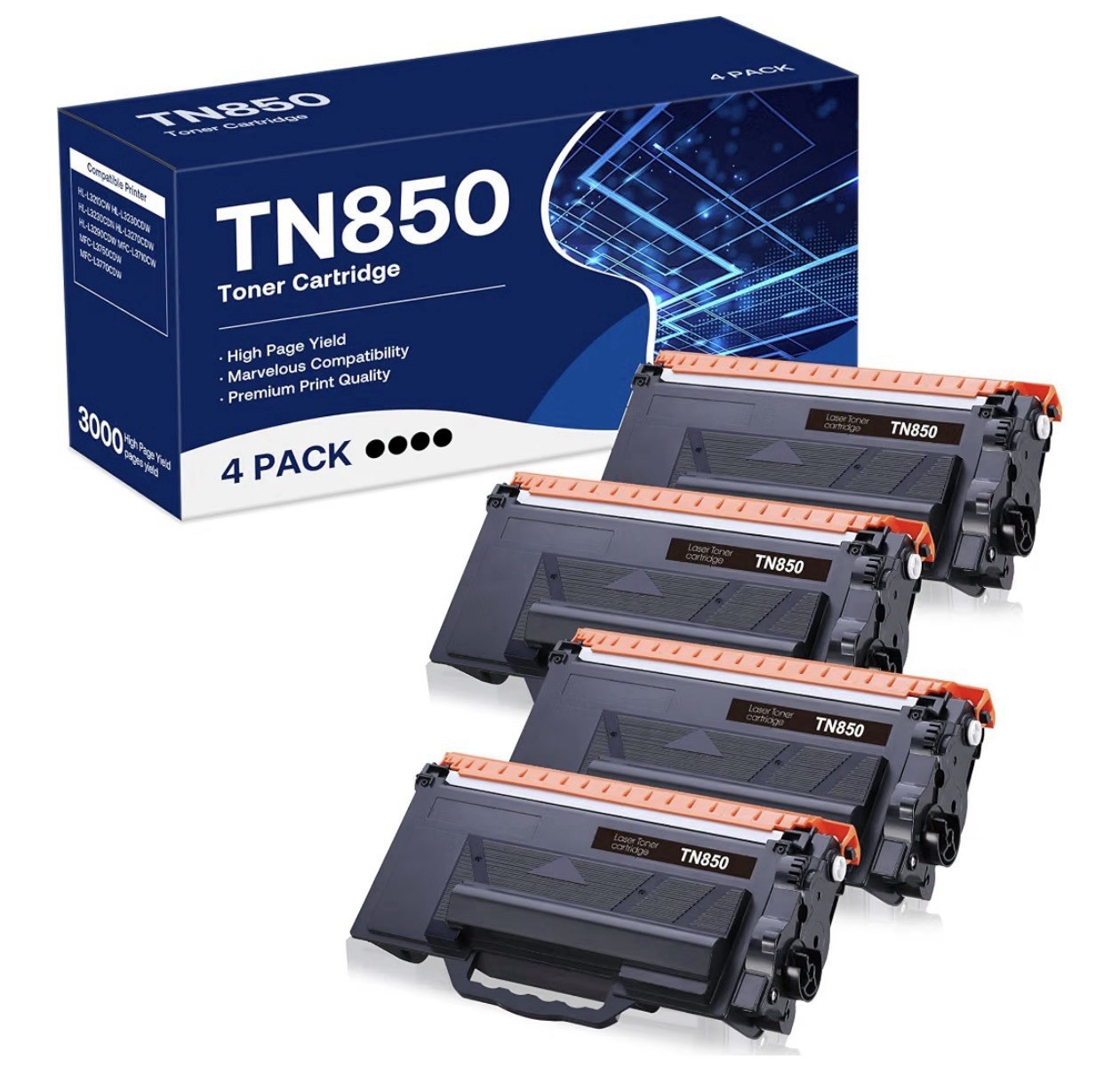4 pack TN850 Toner Unit For Brother MFC-L5850DW HL-L6200DW MFC-L5850DW ink set