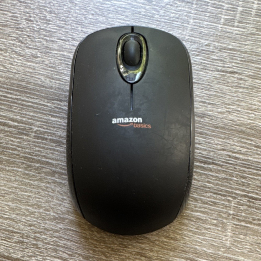 AmazonBasics MG-0975 Wireless Optical Mouse Scroll Wheel On/Off Switch Black