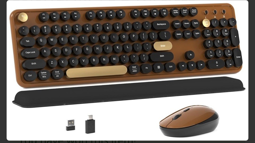 Colorful MPTOG Wireless Computer Keyboard and Mouse Combo (Black-Brown)
