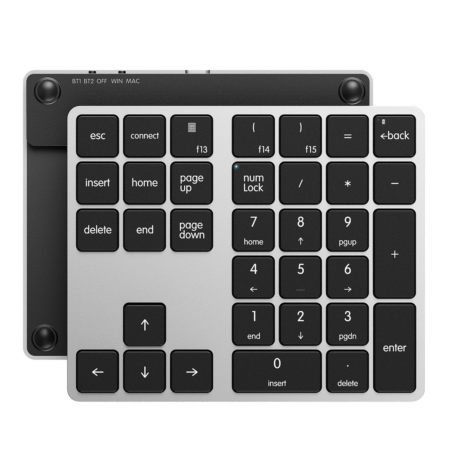 Kisnt KN300BT Bluetooth Number Pad for Laptop, 34- Key Black + Silver 