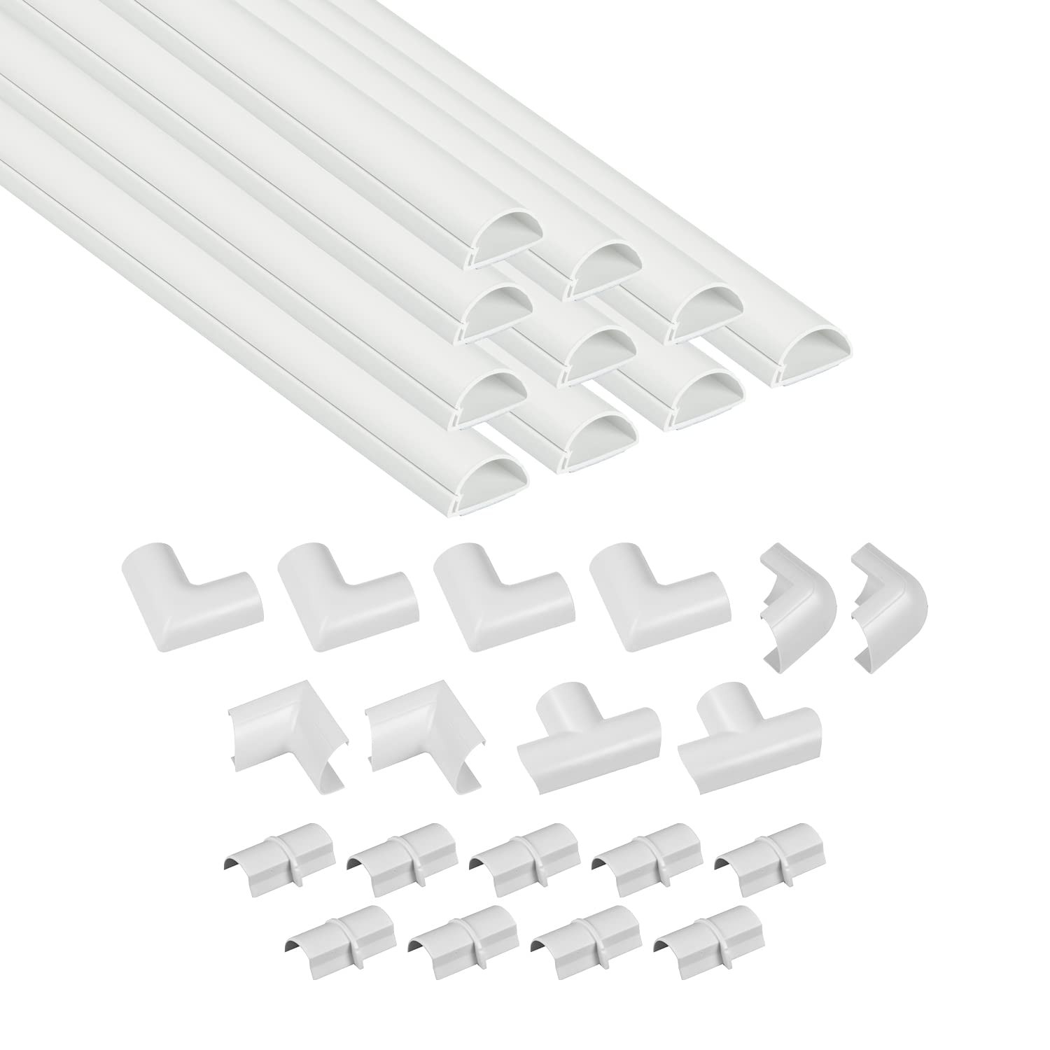 D-Line 157in Cord Cover Kit, Self-Adhesive 1.18in (W) x 0.59in (H), White 