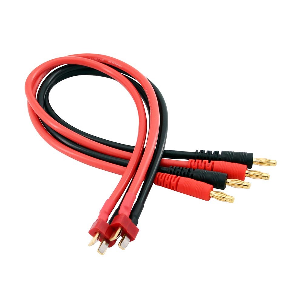 2pcs T Plug Connector to 4mm Banana Plugs Battery Charge Lead Adapter Cable 1...