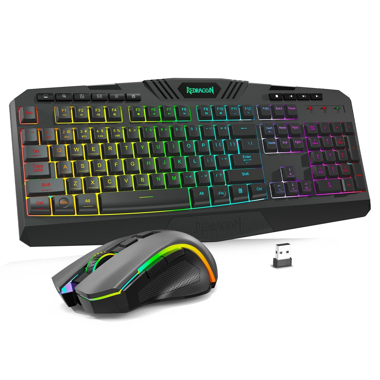 Redragon S101M-KS Wireless Gaming Keyboard and Mouse RGB 4800 DPI Combo