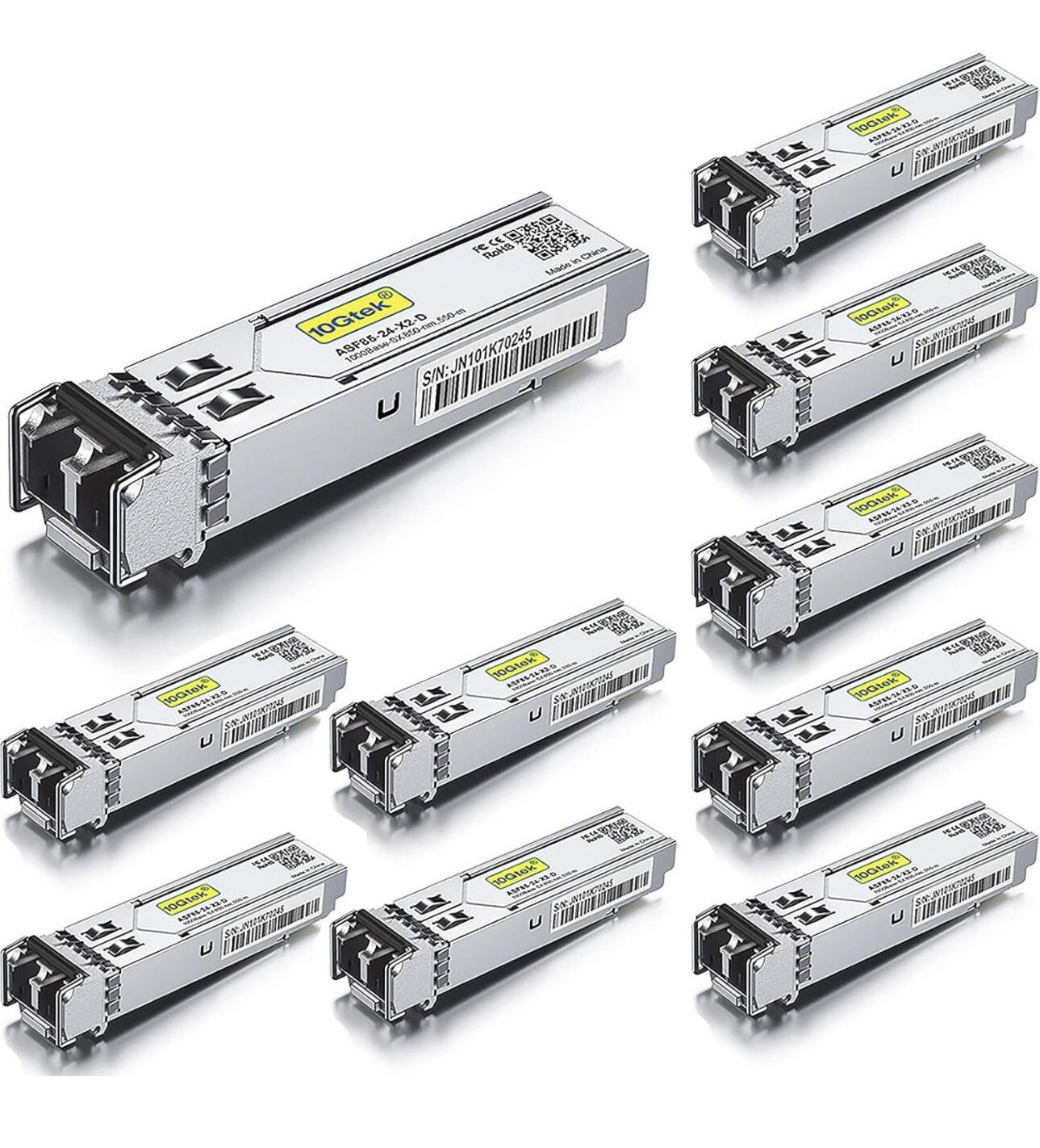 10-PACK 1000Base-SX, For Cisco GLC-SX-MMD Transceiver, 1.25G SFP Multimode  550m