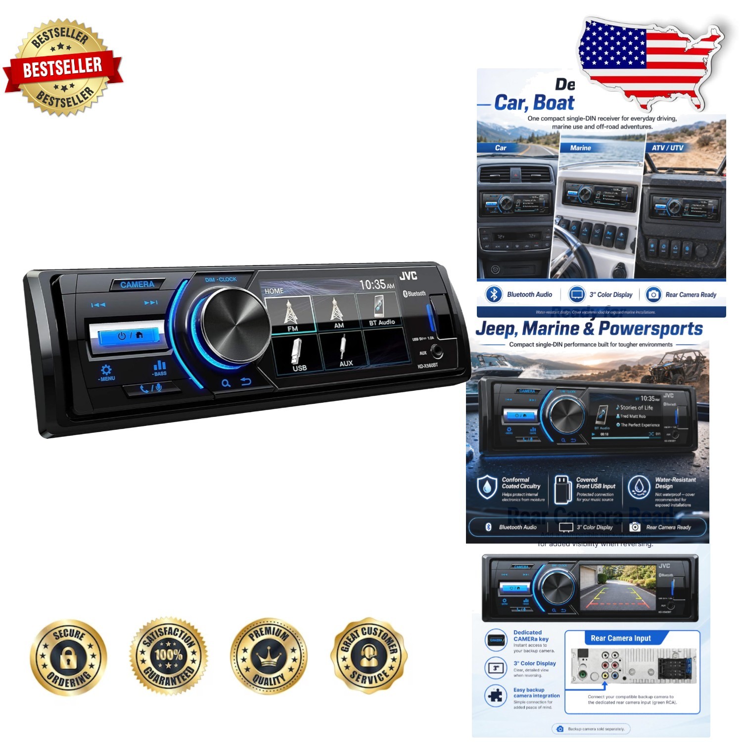 JVC KD-X560BT Digital Media Receiver Bluetooth USB iPhone Android Equalizer