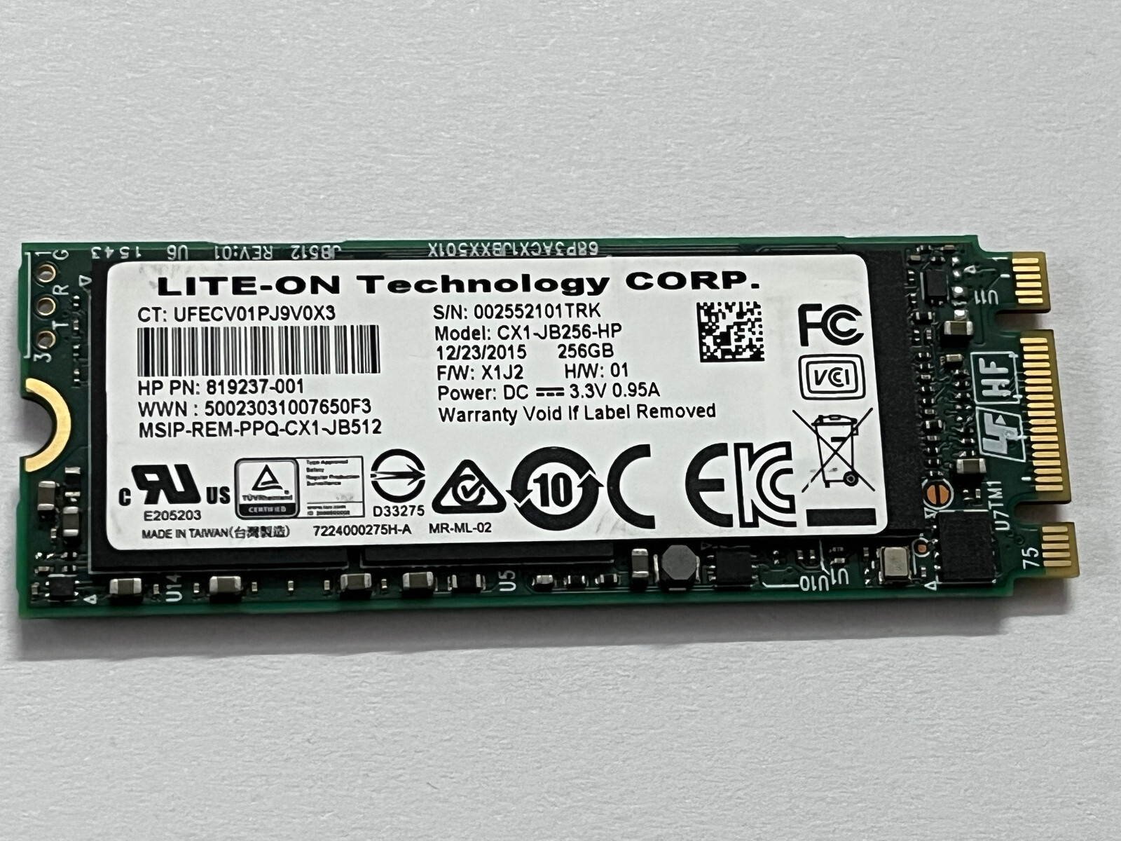 LITE-ON CX1-JB256-HP 256GB SSD M.2 2260 256GB PCIe NVMe for HP Zbook G2 Laptop