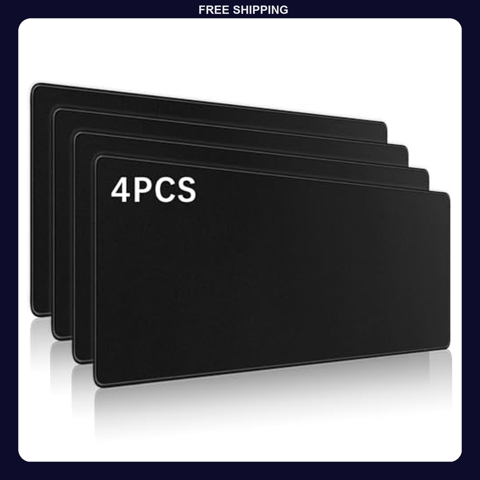 4 Pack Large Black Gaming Mouse Pads 31.5 x 11.8 in Stitched Edges