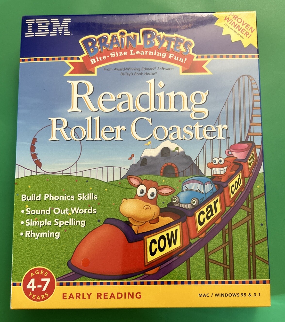 IBM NEW Brain Bytes Reading Roller Coaster Mac/Windows 95 CD-ROM 1998 New/Sealed