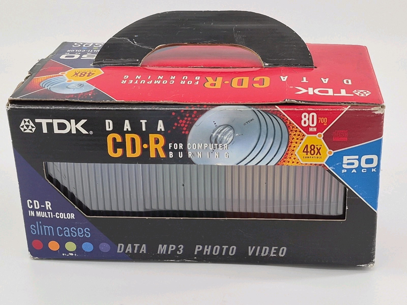 TDK CD-R 80 MIN 700 MB 48X, CASE 47 PACK BRAND NEW SEALED RECORDABLE Multi-Color