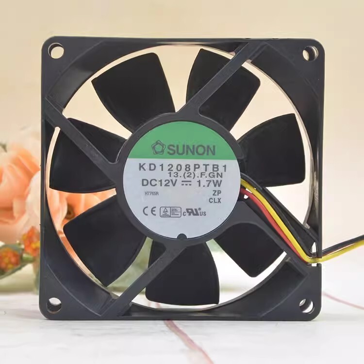 SUNON KD1208PTB1 8025 DC12V 1.7W 8CM 3-Wire Silent Cooling Fan