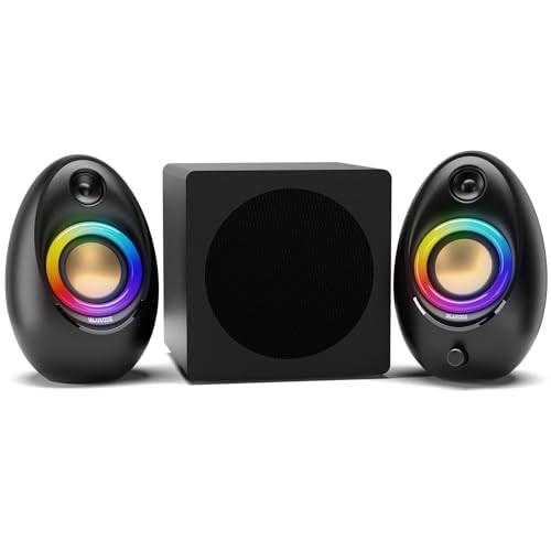  Computer Speakers with Subwoofer, 2.1 PC Speakers with Deep Bass and 80W Peak 