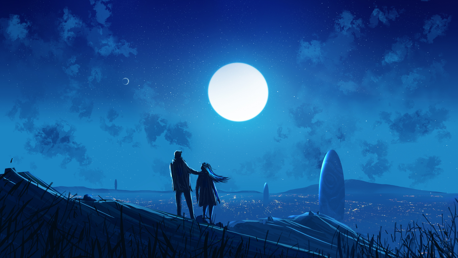 Landscape moon moonlight art arrival full Custom Gaming Mat Desk