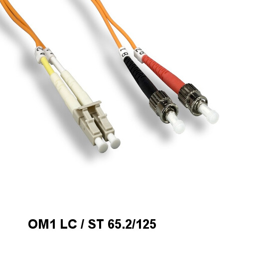 KNTK 15 Meter Fiber Optic Cable LC/ST OM1 62.5/125 Multi-Mode Duplex UPC Orange
