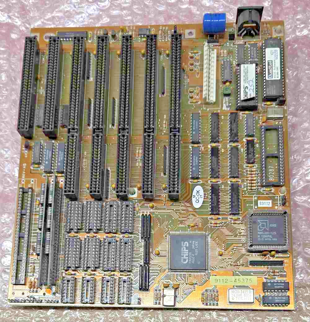 Tested Biostar MB-1212C Baby AT motherboard, 12 MHz 286, 1MB SIPP RAM Chips SCAT