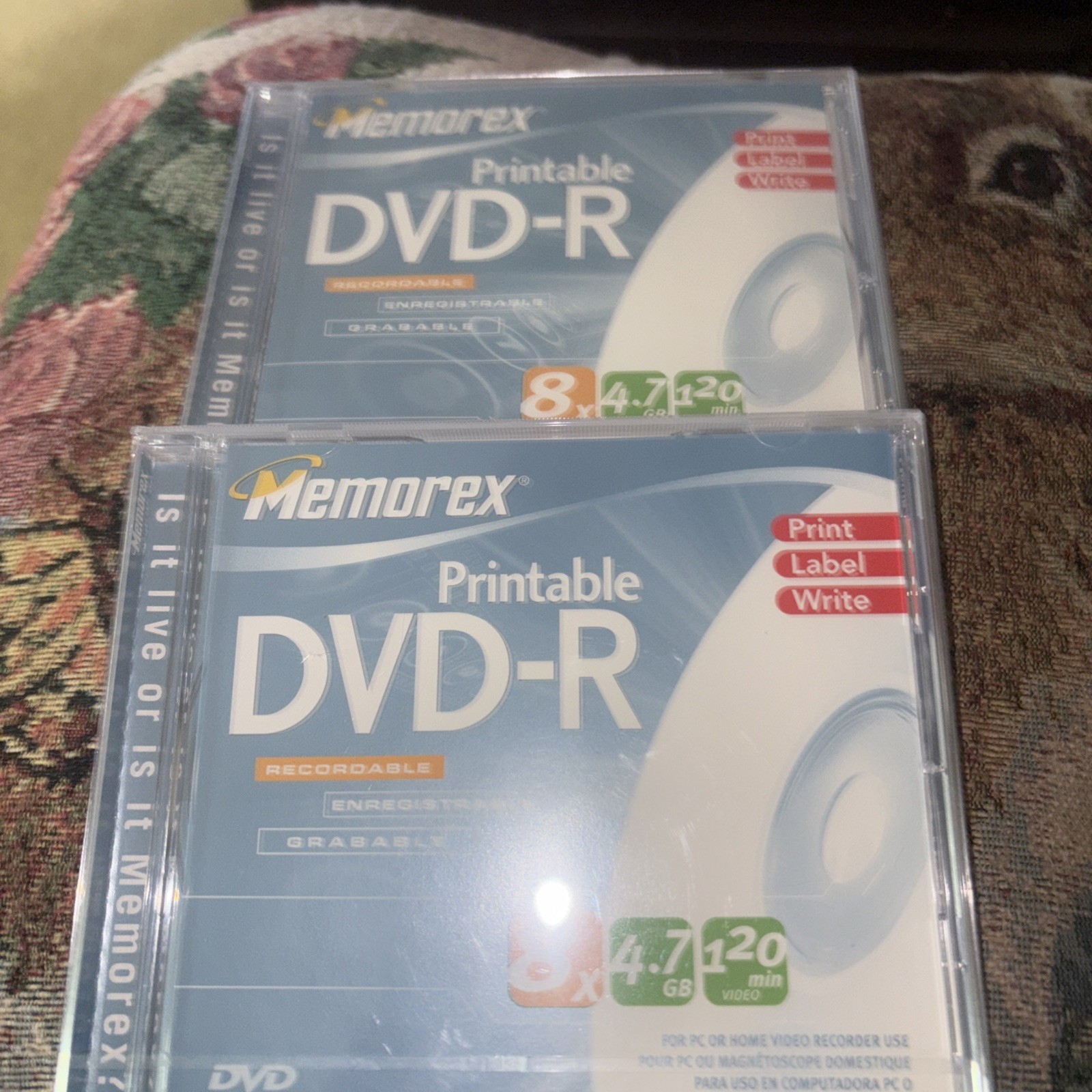 New Memorex Printable Dvd-r 8x4.7gb 120min Video Two Set