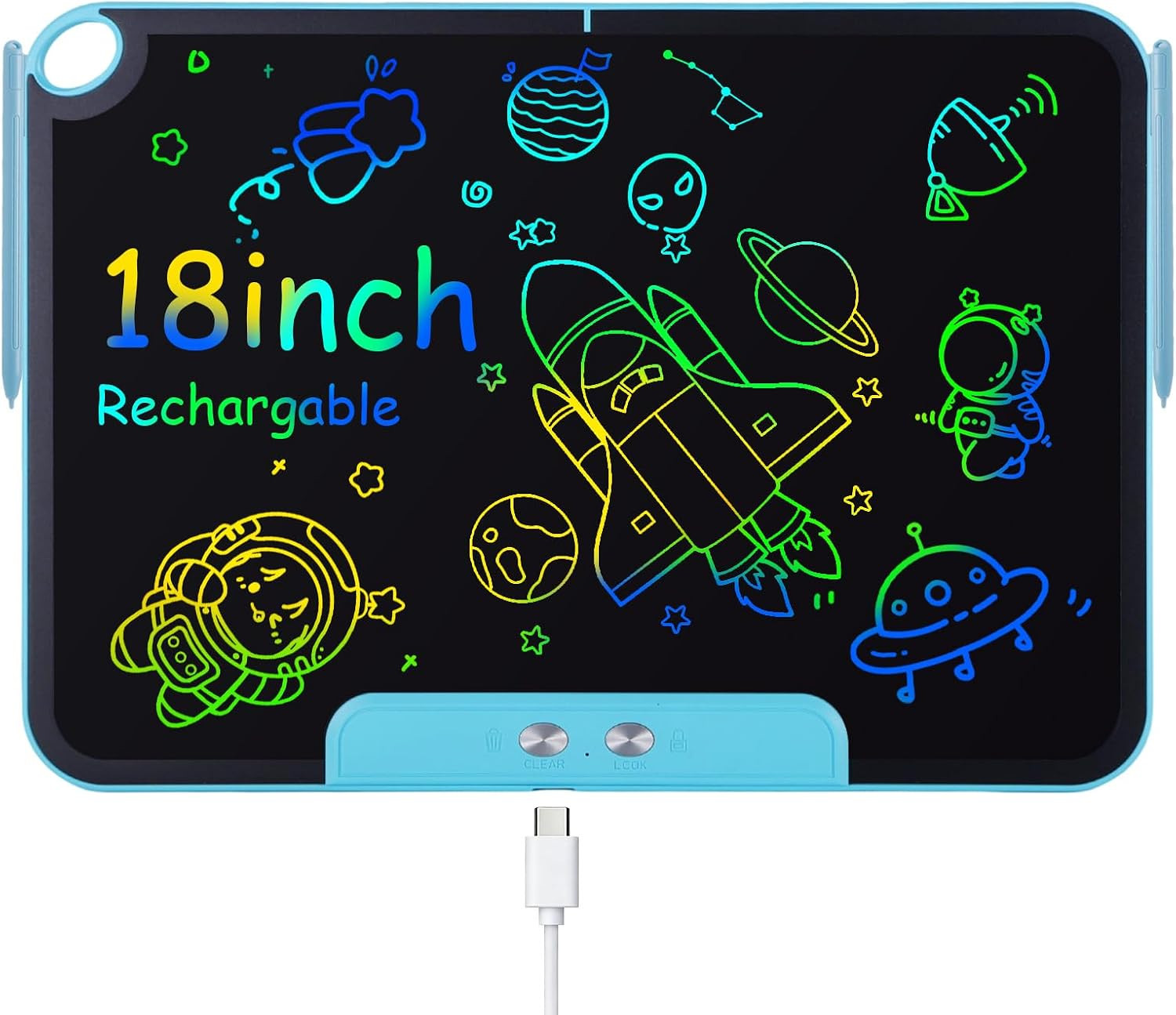 Rechargeable LCD Writing Tablet, 18 Inch Colorful Drawing Tablet(Blue)