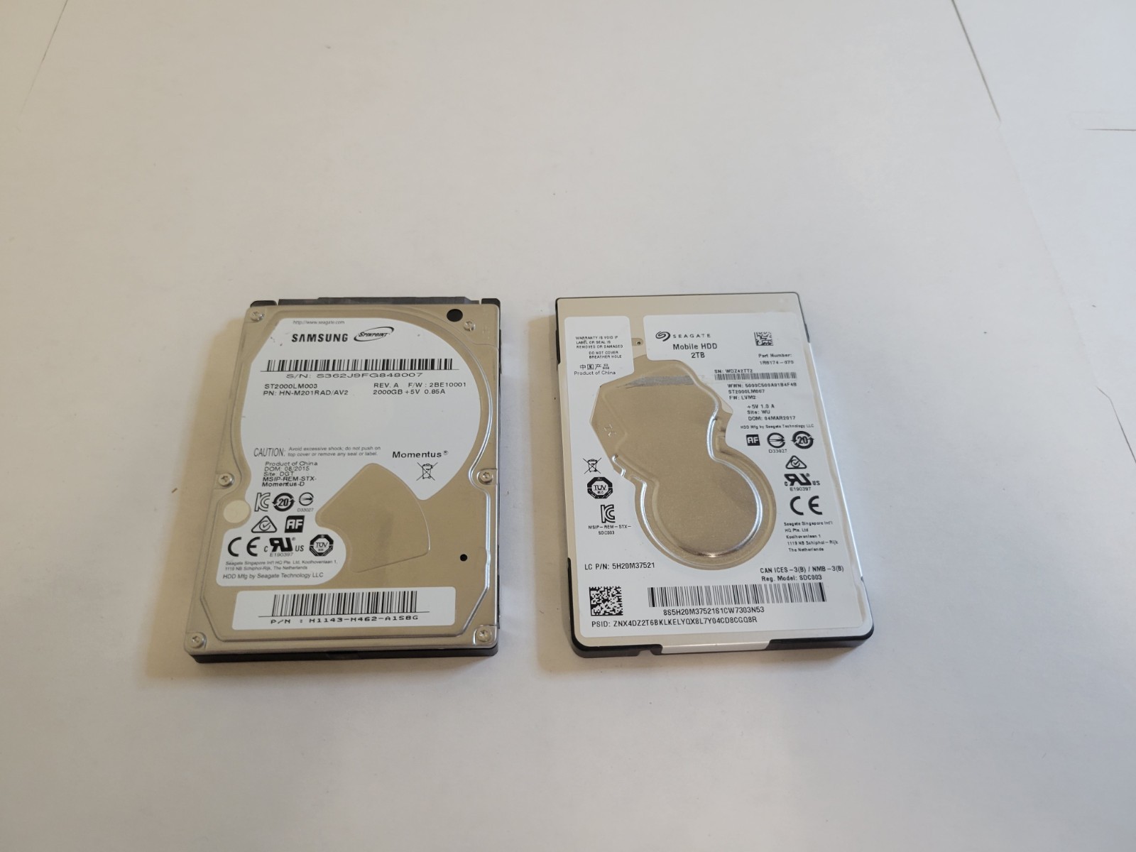 Lot of 2 Samsung & Seagate 2tb 2 TB SATA 2.5" Laptop Hard Drive HDD Lot