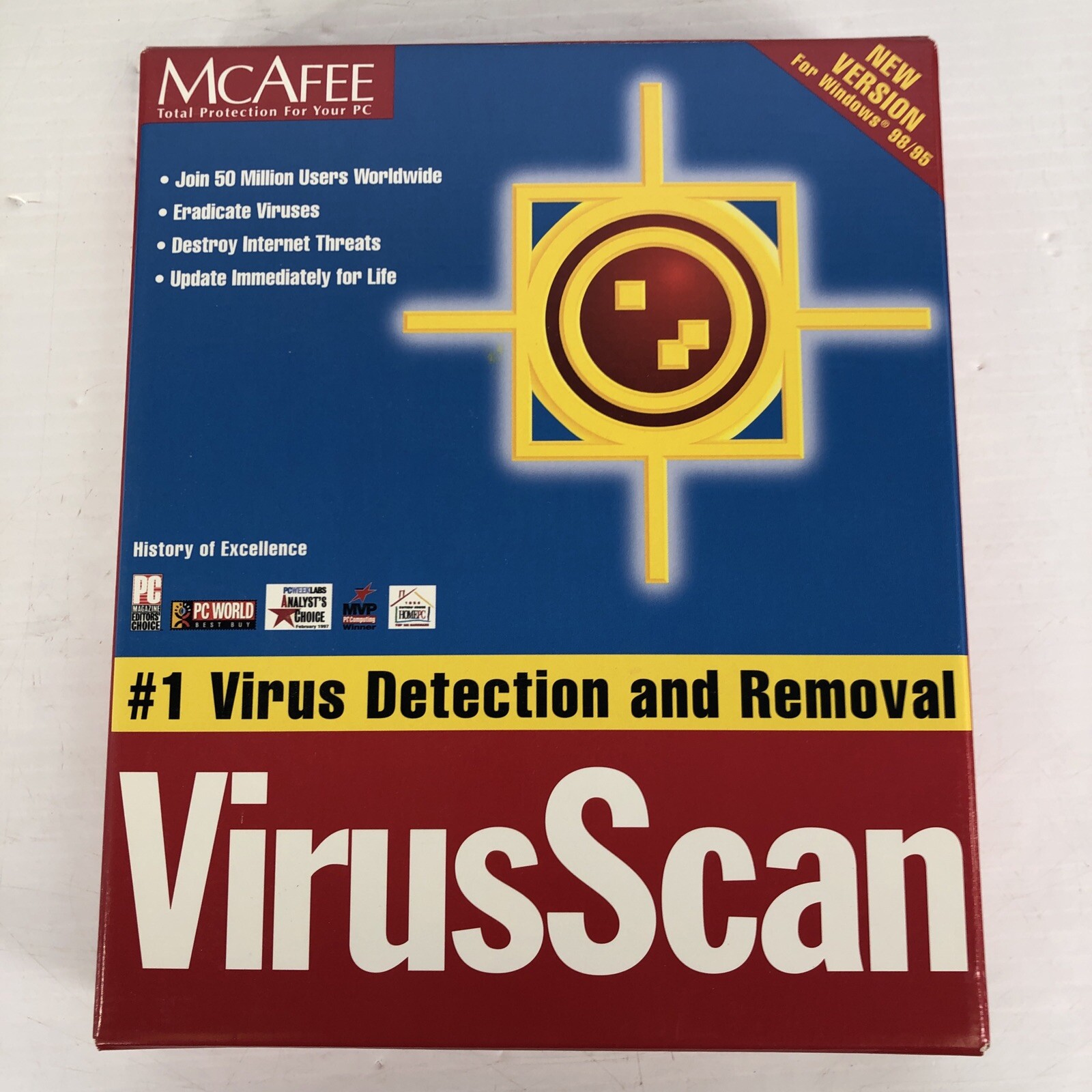 McAfee Virus Scan CD rom Win 98 95, NT workstation, 3.1, DOS, & OS/2 NEW SEALED