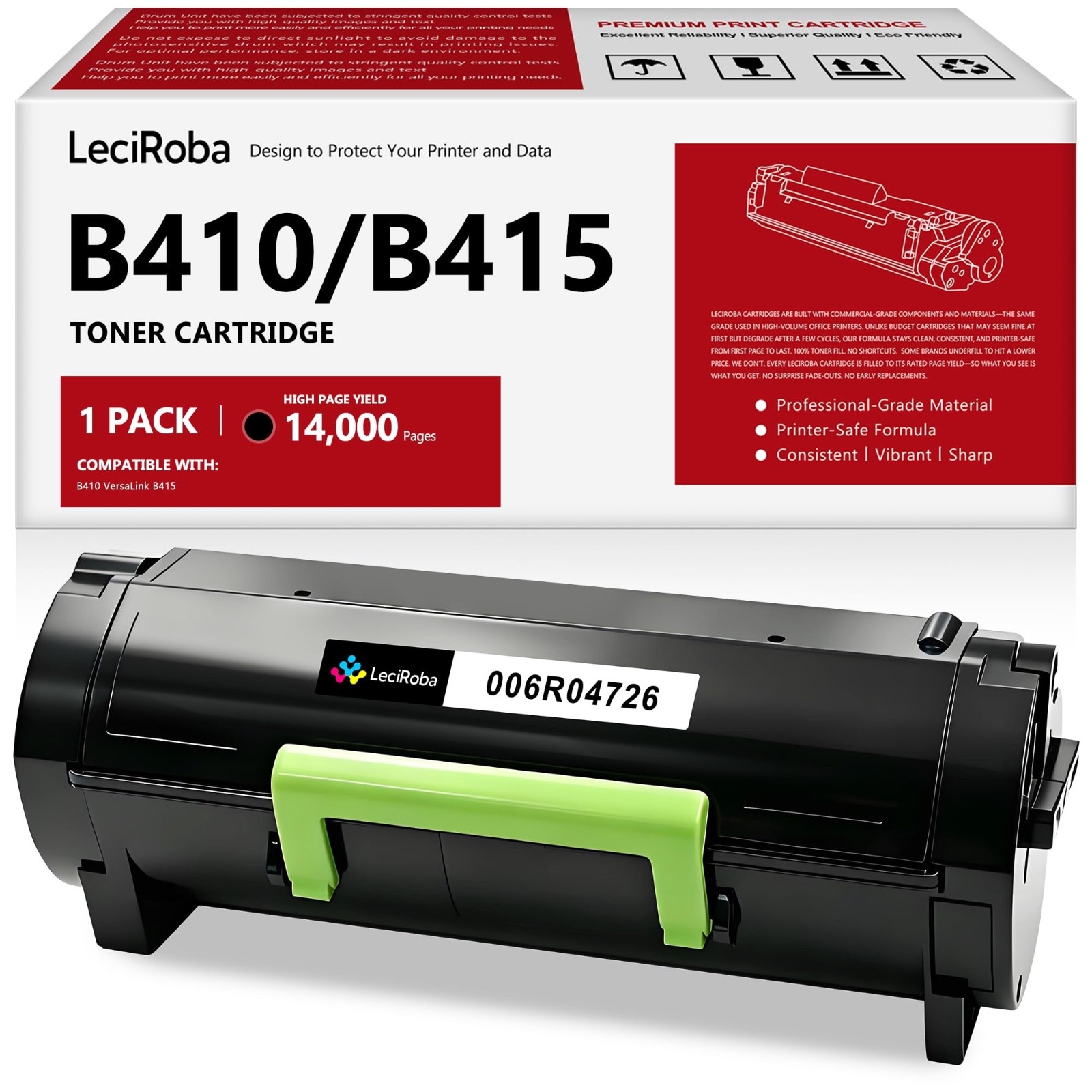 B410 B415 Black Toner Cartridge for Xerox VersaLink Multifunction Printer 1 Pack