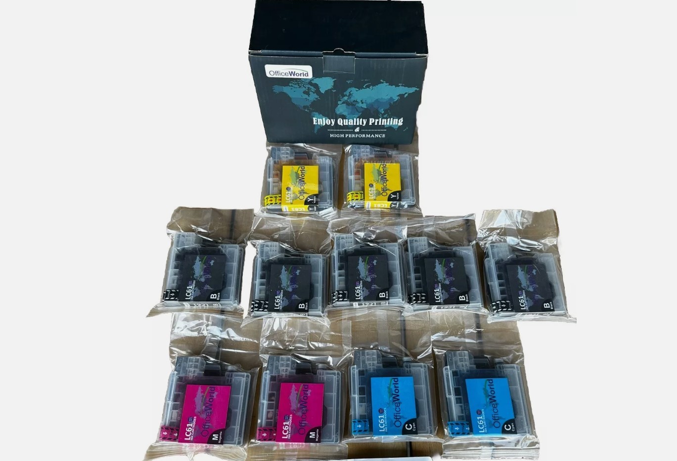 OFFICE WORLD BROTHER LC61 PRINTER INK 11 CARTRIDGES BLACK, CYAN, MAGENTA, YELLOW