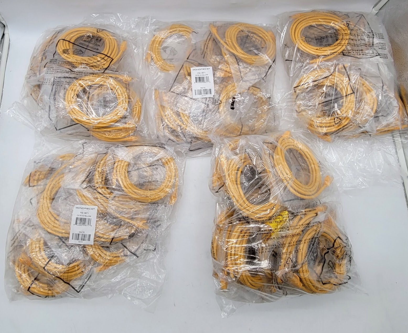 Lot of 54 MONOPRICE Cat6-10-Yellow 9871