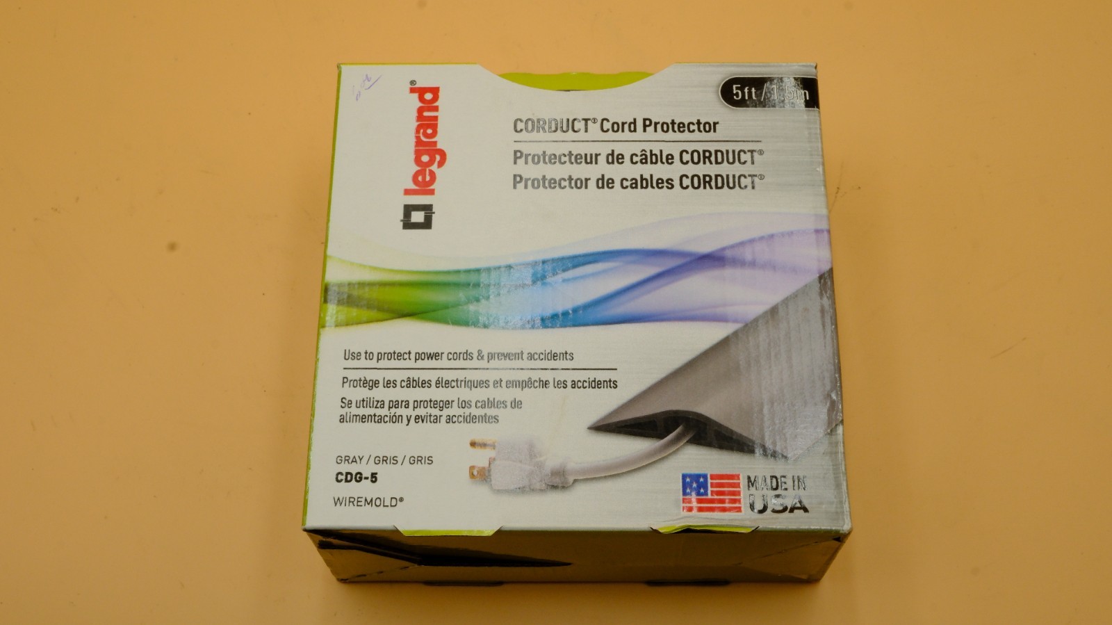 Legrand Corduct Overfloor Cord Protector (Wiremold CDI-5), 5 feet, GRAY