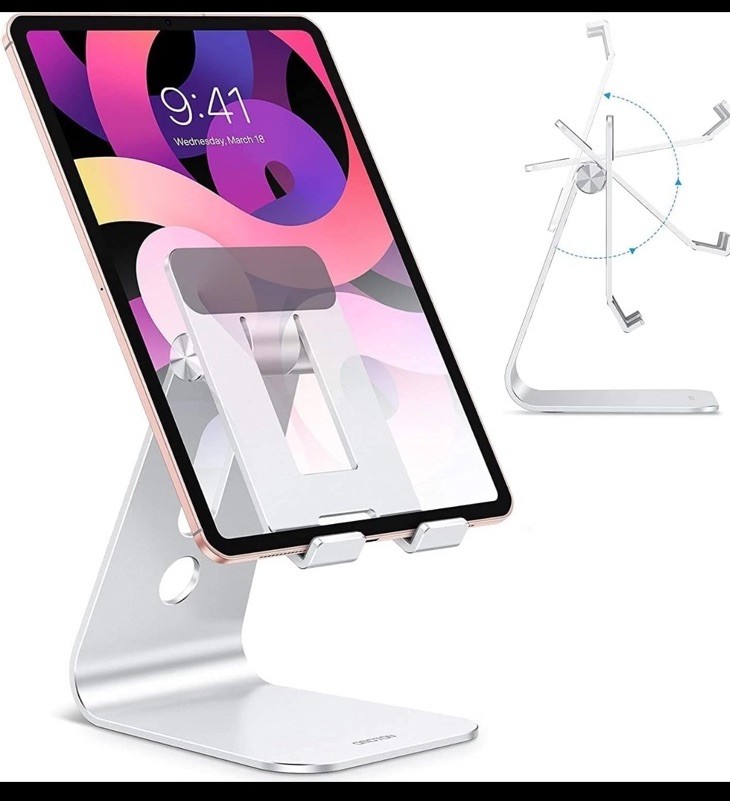 💪OMOTON Adjustable Tablet Stand for Desk – T2 Aluminum Holder with Longer Arms